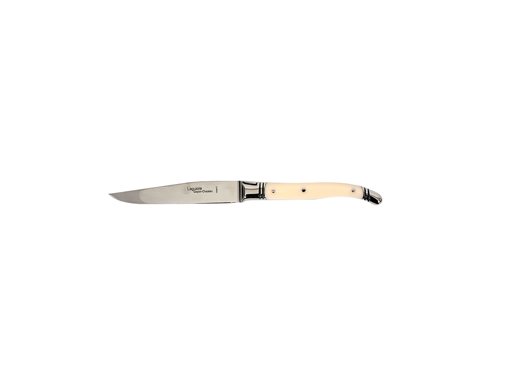 Steak knife, Laguiole Avantage, Handle of ivory white acrylic