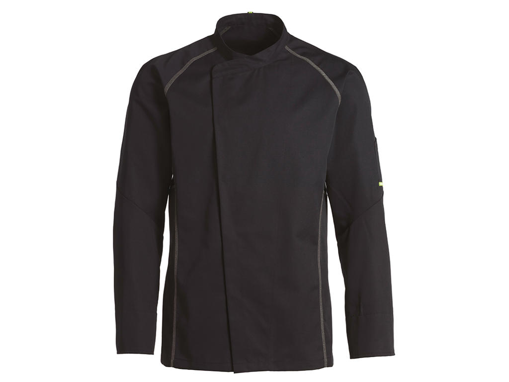 Kentaur Chef Jacket Unisex Black w/gray flatlock