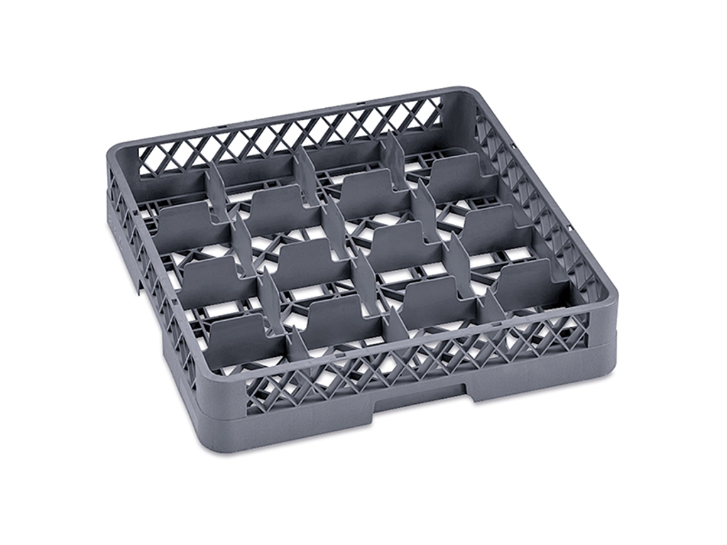 Dishwashing tray for glasses with 16 compartments gray