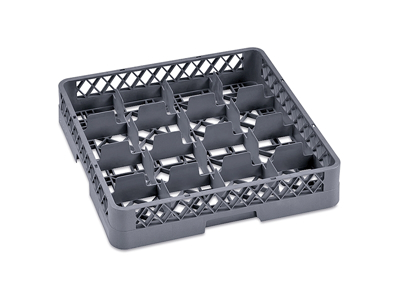 Dishwashing tray for glasses with 16 compartments gray