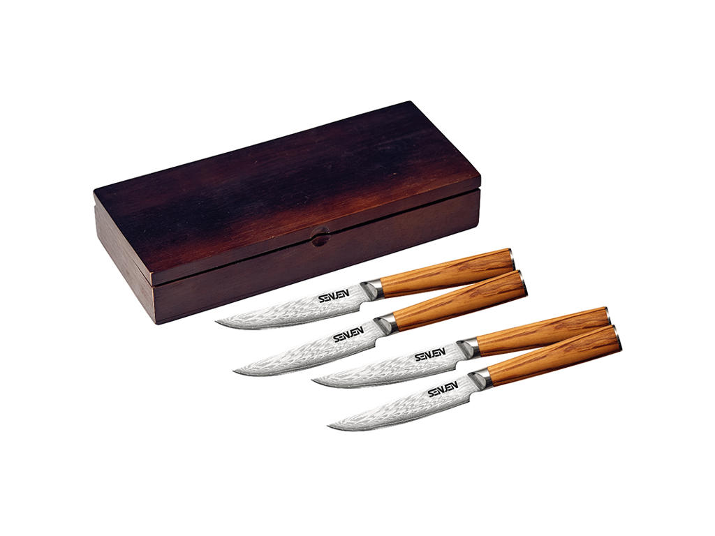 SENJEN Steak knives 4 pcs. 67 layers Olive