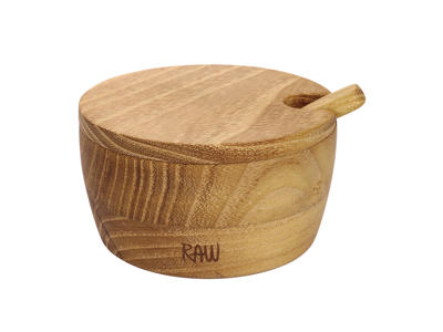RAW Salt Cellar with Spoon 8.2x4 cm Teak Wood