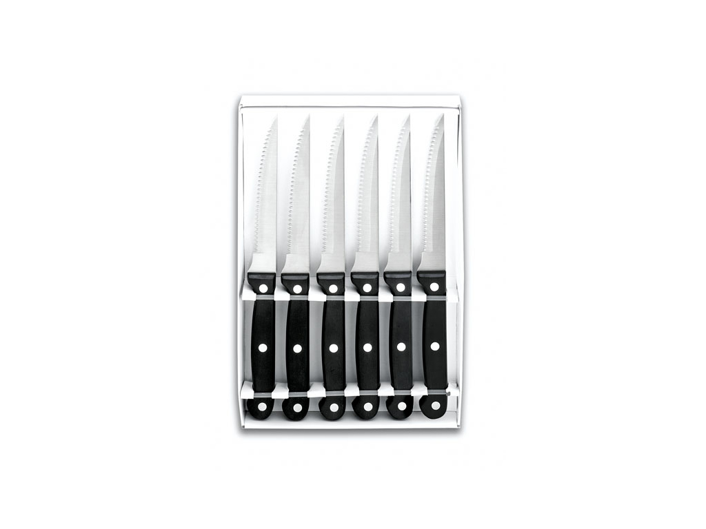 Steak knives 6 pcs smooth blade black handle