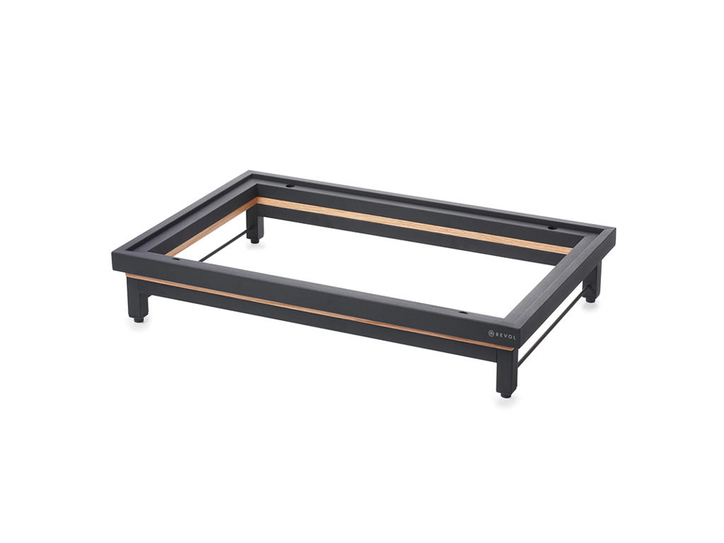 Serving Stand 56.5x35.5 cm Matte Black Metal Oak Frame A Scene