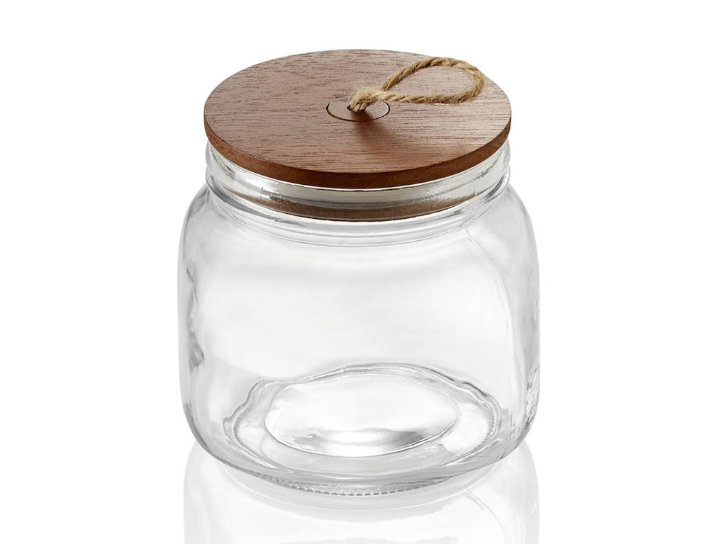 Storage jar with airtight wooden lid 0.65 lt