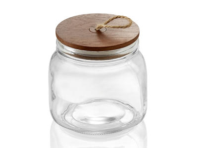 Storage jar with airtight wooden lid 0.65 lt