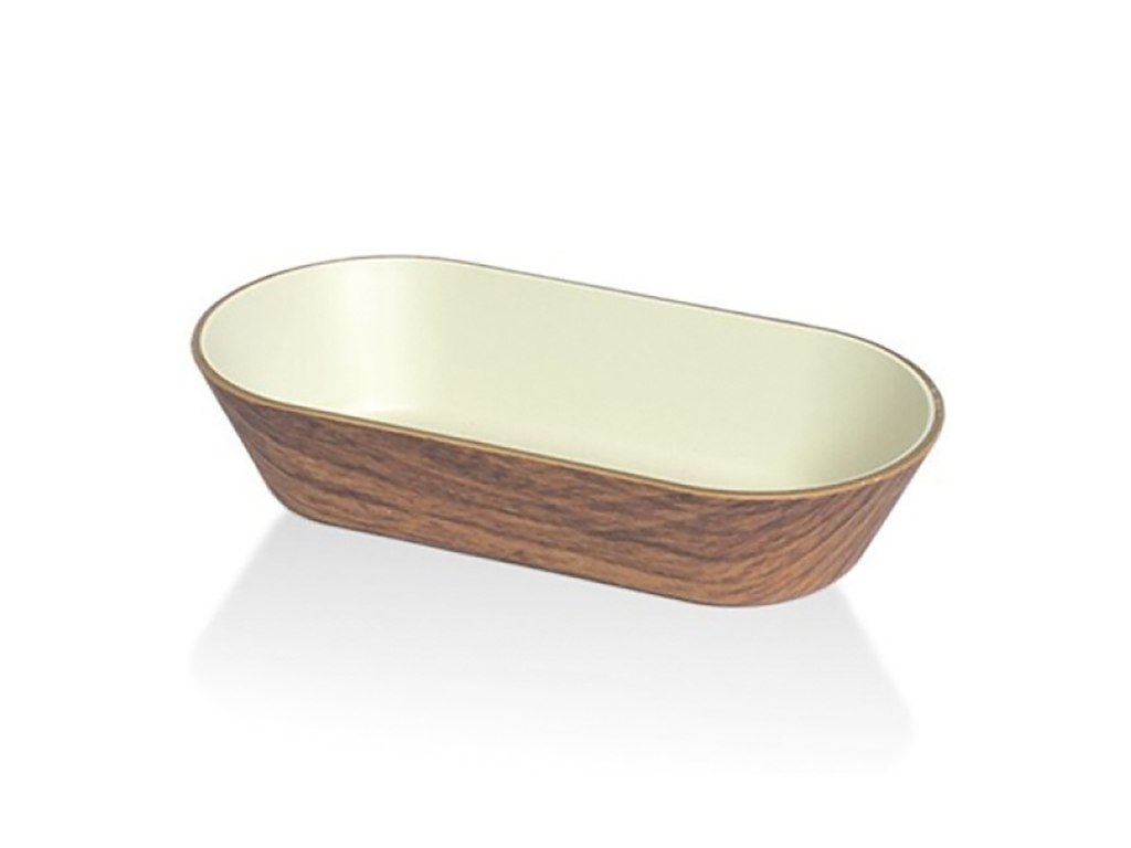 Bowl Snack Oval 19x10 cm Woodlook/White