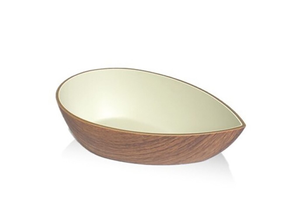 Bowl Snack 8x13 cm Wood look/White