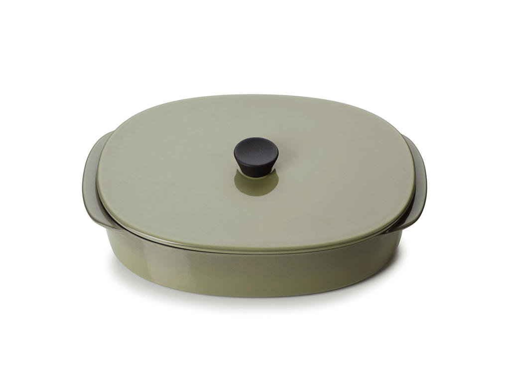 Dish with lid 19x13 cm Green Caractere Culinaire