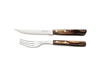 Cutlery set 6 knives 12 cm, 6 forks Chestnut