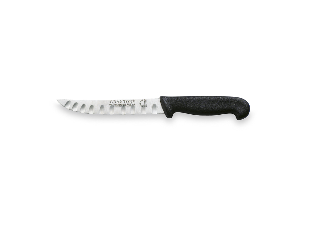 Kitchen knife, 13 cm, Granton, Black, with air cut