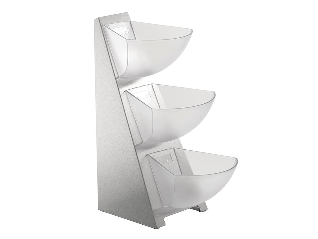 Display with 3 bowls steel/plastic