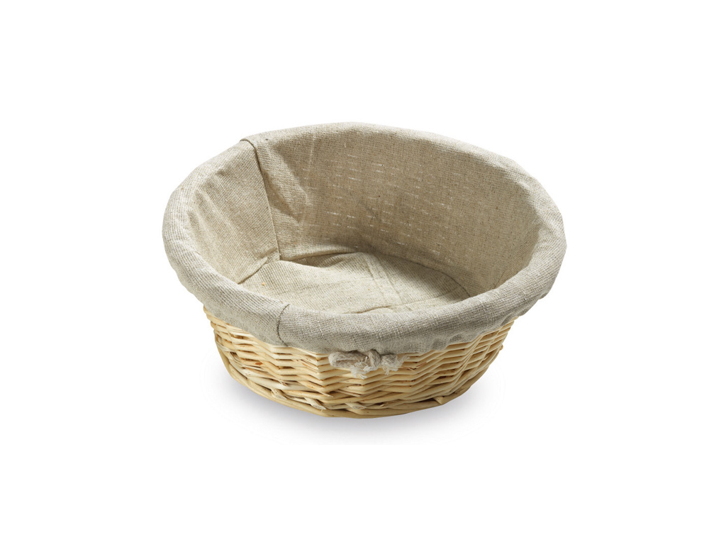 Basket woven round 25 cm H. 10 cm with cloth