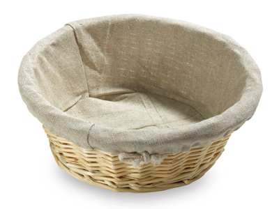 Basket woven round 25 cm H. 10 cm with cloth