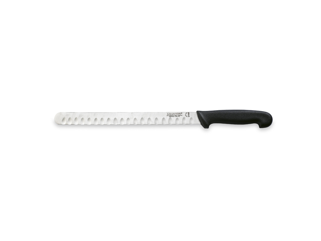 Salmon knife, 28 cm, Granton, Black, with air cut
