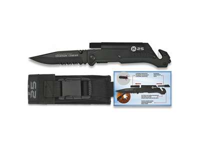 Pocket Knife K25 Black with 9.5 cm Blade