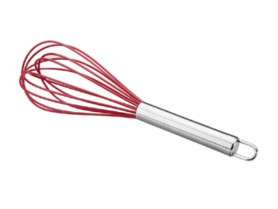 Whisk 30 cm with silicone steel/red