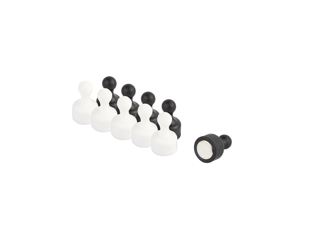 Magnetic push pins 10-pack black/white