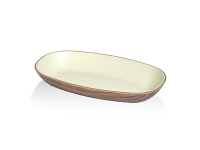 Bowl Snack Oval 15x9 cm Wood look/White
