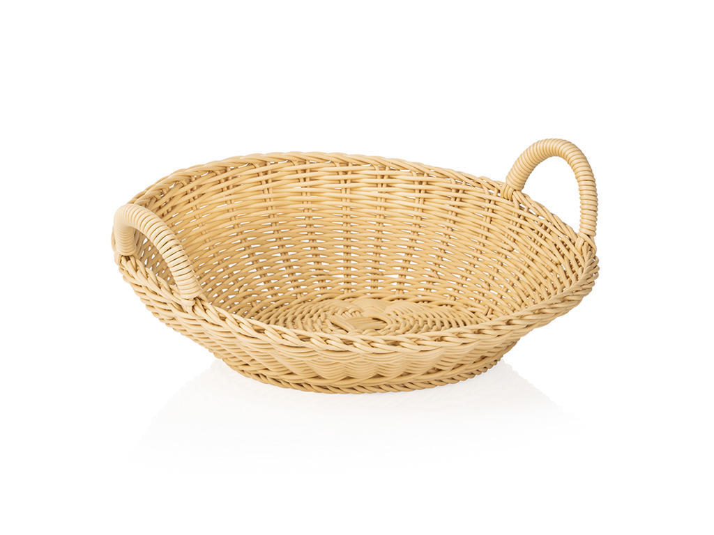 Bread basket with handle Light Beige Ø36.5 H12/6