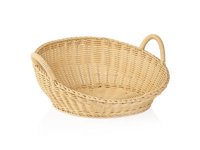 Bread basket with handle Light Beige Ø46 H18.5/7