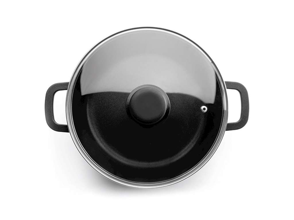 Pot, aluminum black w/glass lid 8.7 l