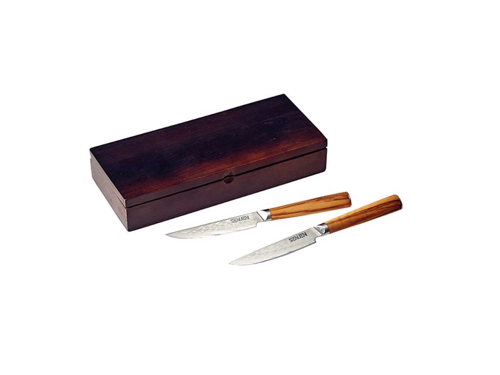 SENJEN Steak knives 2 pcs. 67 layers Olive