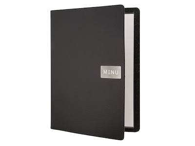 Menu Card Black Raw Leather incl. 4xA4 Pocket