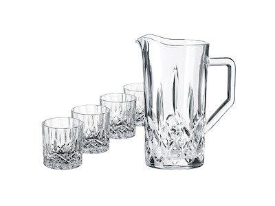 Harvey Glass Jug 1ltr with 4 glasses 31cl