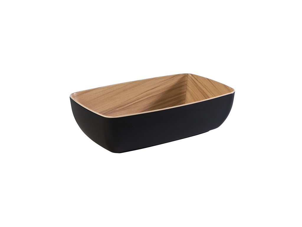 Melamine tray Frida black/wood 1/4 GN