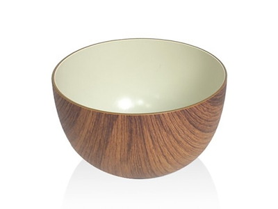 Bowl Snack Ø16 cm Wood look/White