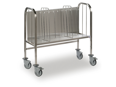 Tray cart for trays with 2 dividers