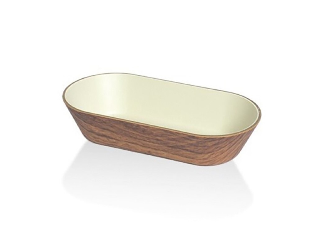 Bowl Snack Oval Mini 15x8 cm Woodlook/White