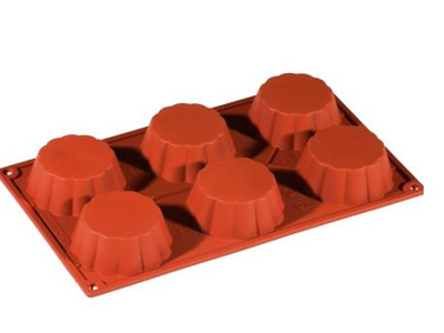 Baking mold Silicone 1/3 GN, 6 brioche