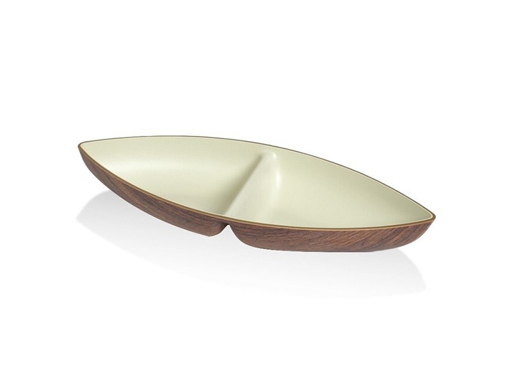 Bowl Snack Two-part 27x11 cm Wood look/White