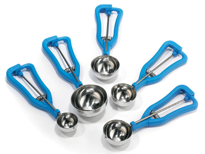 Portion spoon 1/36 ltr. Blue / stainless