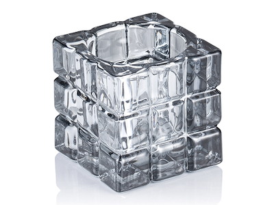 Candle holder 6.5x6.5x6.5 cm Glass Cube Smoke G