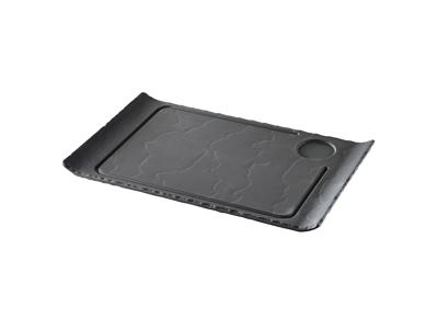 Plate with 2 handles 39.5x24 cm Unglazed Black Basalt