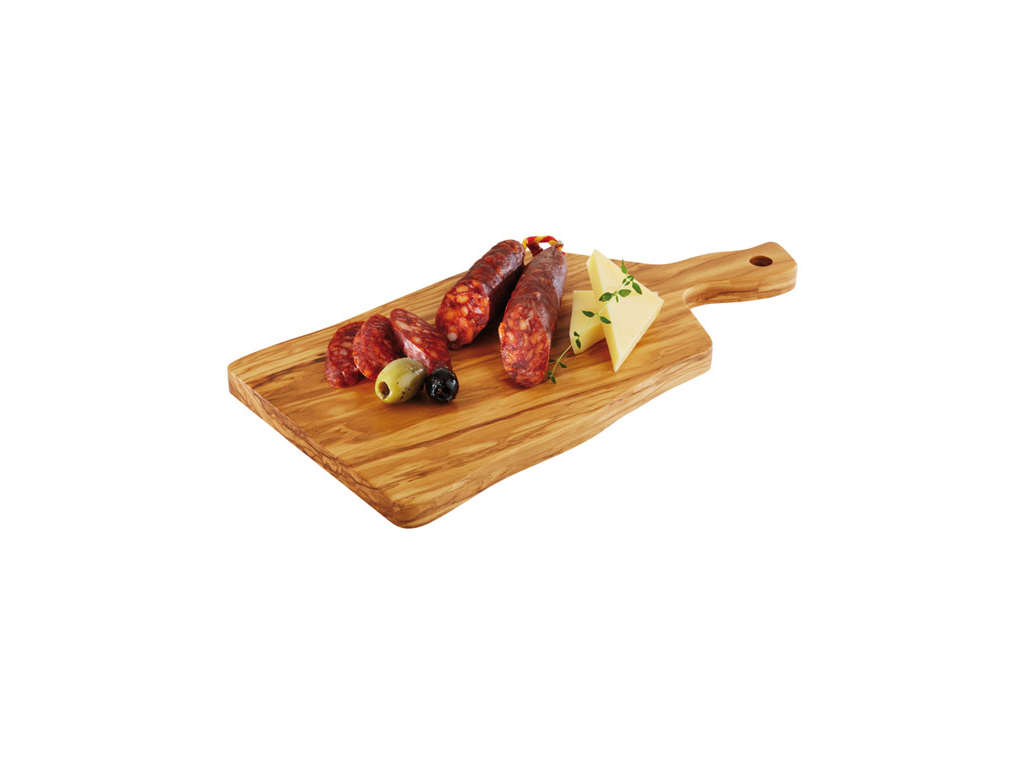 Serving board with handle olive wood 25x16 cm