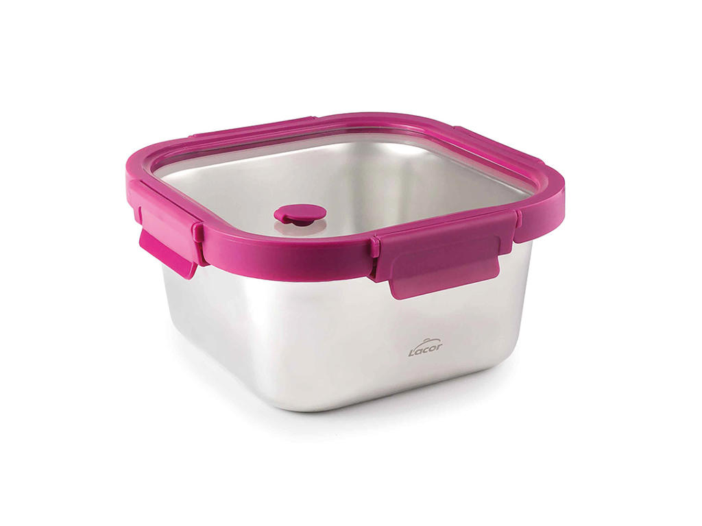 Food box RF/glass Pink 14x14x7 cm