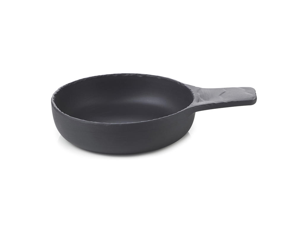 Bowl with handle Ø13 cm Unglazed Black Basalt