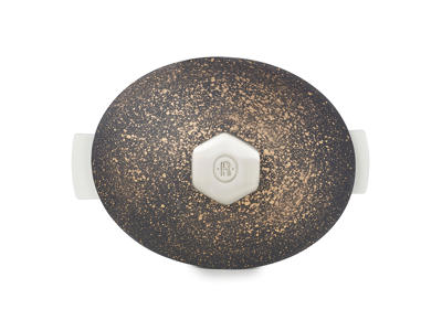 Lid for pot Oval 32.5x26.5 cm Unglazed Black/Gold Revolution 2