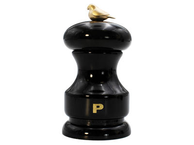 Pepper mill 11 cm Beech Lacquered Black Bird