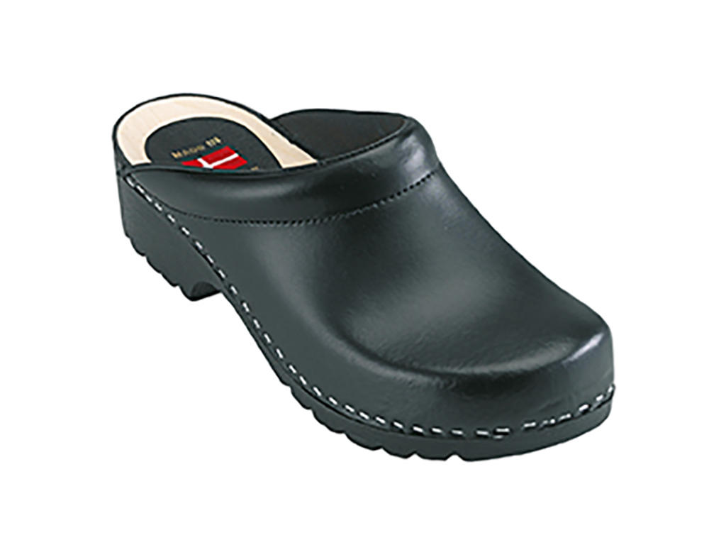 Wooden clogs without heel cap, black