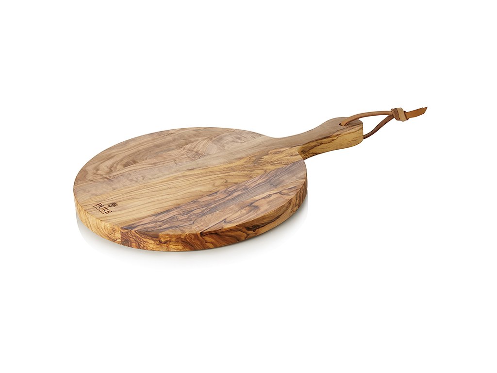 Cutting board Olive wood Ø25x2cm with handle
