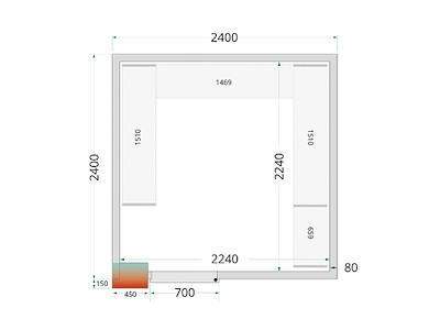 Cooling room panel 2400x2400x2200 80mm