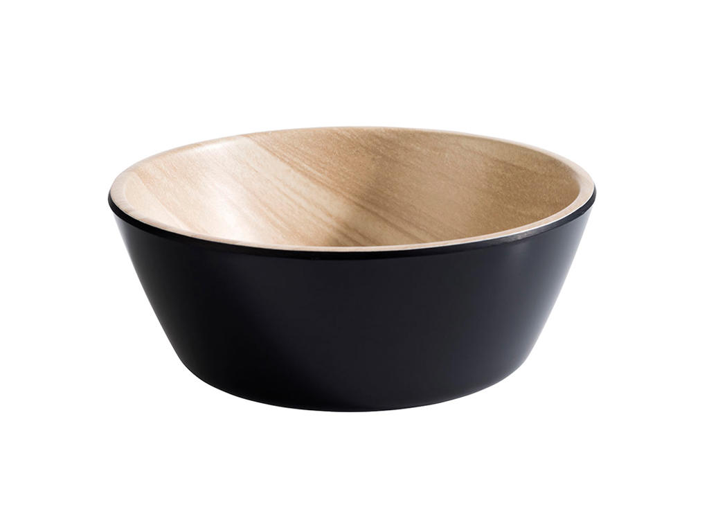 Melamine bowl Frida black/wood Ø12.5