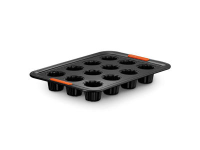 Baking Tray with Carbon Steel Black 40x30cm - 12 Holes - Non-Stick