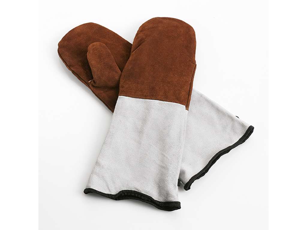 Mittens Brown/gray leather 45 cm