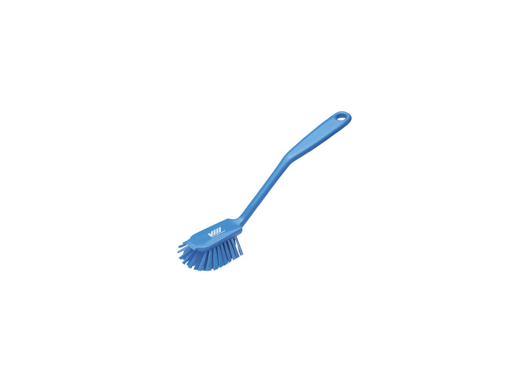 Dishwashing brush with scraping edge Blue